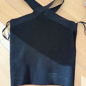 Babaton Charcoal Ribbed Halter Top